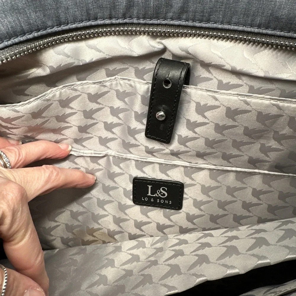 Lo‎ & Sons O.G. Blue Travel Messenger Carry On Bag Gray Interior Silver Hardware